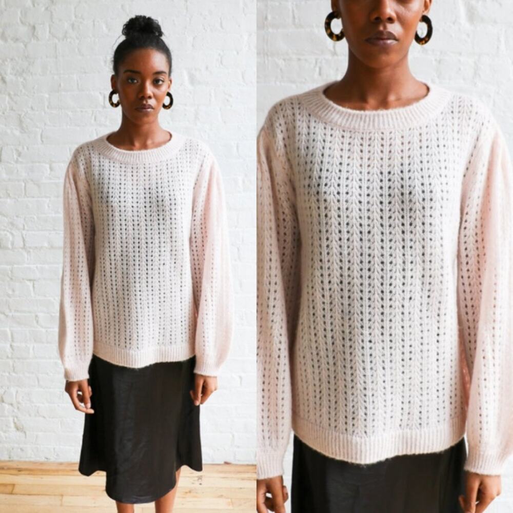 RAGDOLL LA Mohair Blend A Fuzzy Light Pink Pullover Sweater‎ XS